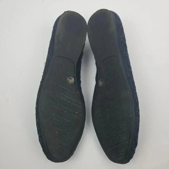 Women's Suede Laser-cut Navy Blue Flats Rhinestones Ballet Flat Shoes Sz 8M - Picture 7 of 8